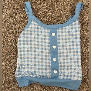 Cropped Tank with Blue Hearts all over